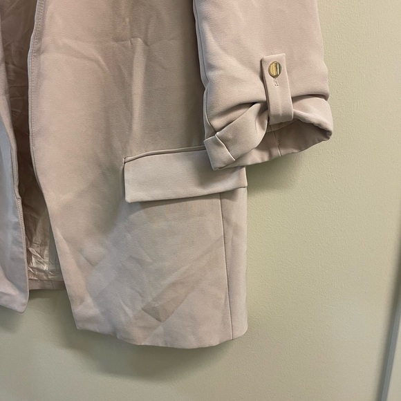 Zara Sand Open Front Blazer with Rolled-Up Sleeves M - Picture 6 of 9